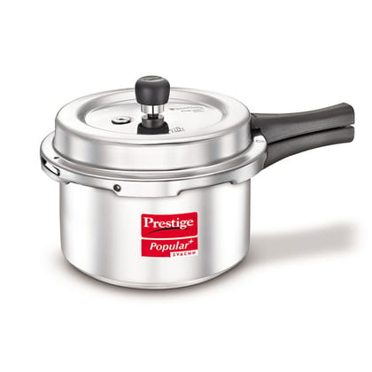 Prestige Popular Plus Svachh Virgin Aluminium Spillage Control Pressure Cooker, 3 L (Silver)