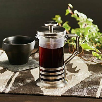 Hario | Bright Tea & Coffee Press | 300 ml | Heat-Proof Glass & Stainless Steel | Silver