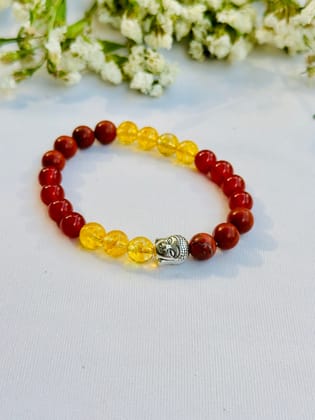 Healthy Heart Balance Bracelet (Red Carnelian, Yellow Citrine and Red Jasper)-Abhimantrit & Certified