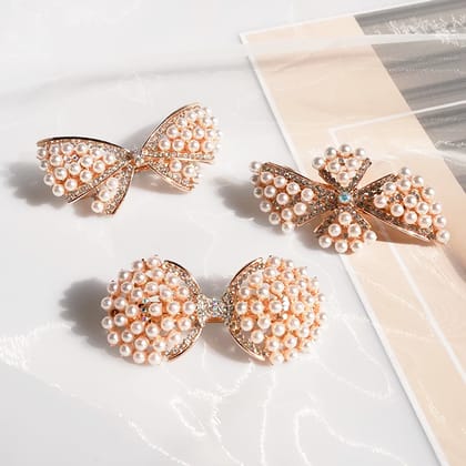 Bow Pearl Beaded Hair Clip-1