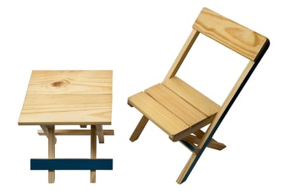 IVEI Pine Wood Kids Folding Table and Chair Set