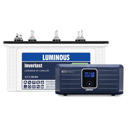 Luminous Inverter & Battery Combo (Zolt 1100 Pure Sine Wave 900VA/12V Inverter with ILTJ18148TJ Tubular Jumbo 150Ah Battery) for Home, Office & Shops