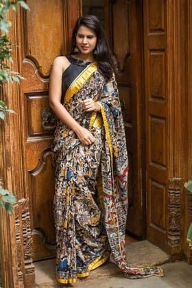 Amazing Beige colored Party Wear  Linen Designer Printed Saree