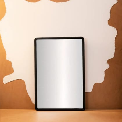 Leather Mirror in Black Colour-Black