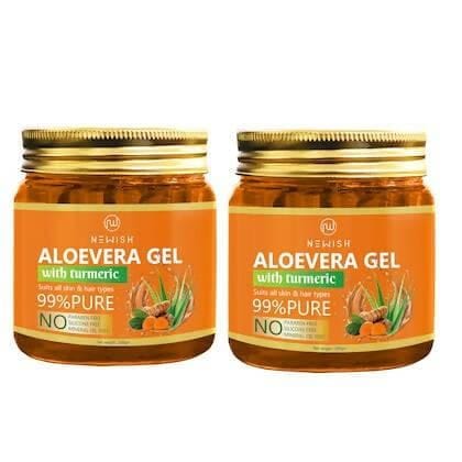 Newish Aloevera Gel Moisturizer for Face Enriched With Turmeric For Face & Skin - 200g (Pack Of 2)