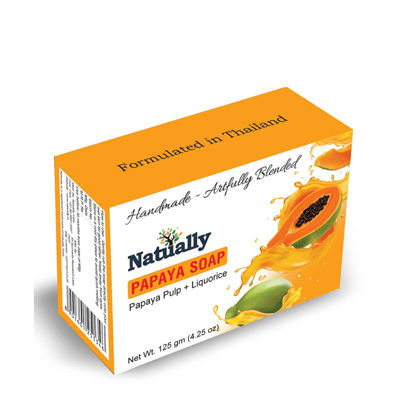 NATUALLY Papaya Handmade Bath Soap - Enriched with Papaya Pulp and Liquorice | 125g-Natually Papaya Handmade Bathsoap Enriched With The Goodness Of Papaya Pulp And Liquorice - 125g