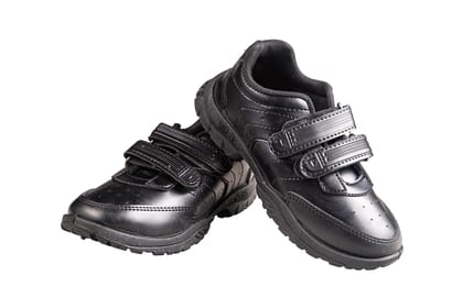 Titas Boys Velcro Black School Shoe (Skool Forward)-11 / Black / D. Grey