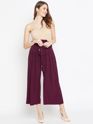 Women Relaxed High-Rise Pleated Culottes Trouser