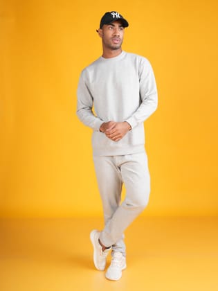 Cotton Fleece Sweatshirt : LIGHT GREY-S