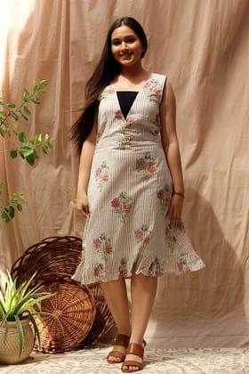Eclipse Black And White Striped Dress-XS