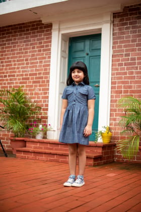 Greta Denim Dress-5 to 6 years / Blue