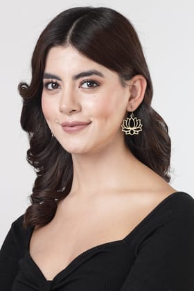 Gold-Plated Contemporary Drop Earrings-Onesize / Gold / Brass