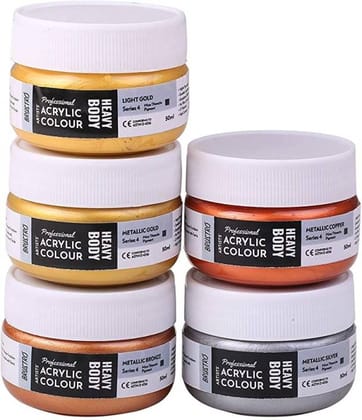 Artist Acrylic Color 50ml Pk of 5 Metallic Shades