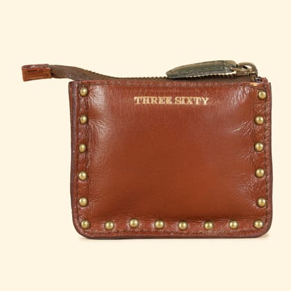 Ines Small Utility Pouch - Genuine Waxy Leather Cognac-Cognac