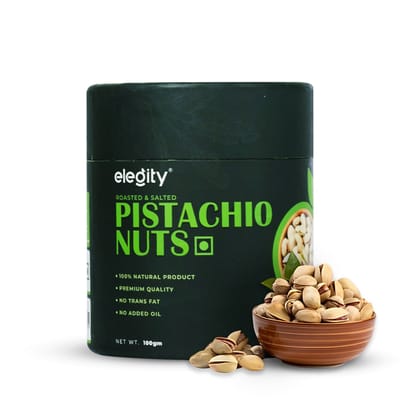 Elegity Salted Pistachios - Papertube|Namkeen Pista Dry Fruit Pistachios, 100 gm