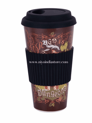 Bamboo Fiber Coffee Mug (Double Wall)- 400ml-Brown