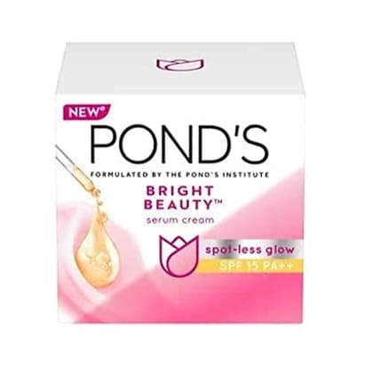 POND'S Bright Beauty SPF 15 PA ++ Day Cream 50 g, Non-Oily, Mattifying Daily Face Moisturizer - With Niacinamide to Lighten Dark Spots for Glowing Skin