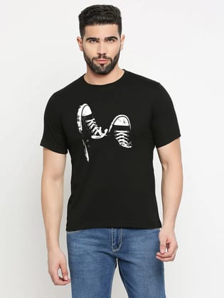 Canvas Sneakers T-Shirt-Black / M / Cotton