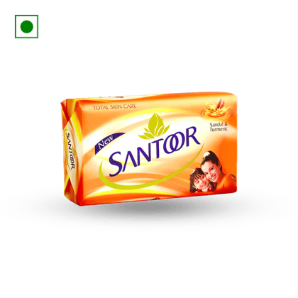 Santoor Total Skin Care Bathing Soap - Sandal & Turmeric, 100 gm