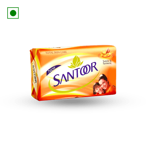 Santoor Total Skin Care Bathing Soap - Sandal & Turmeric, 100 gm