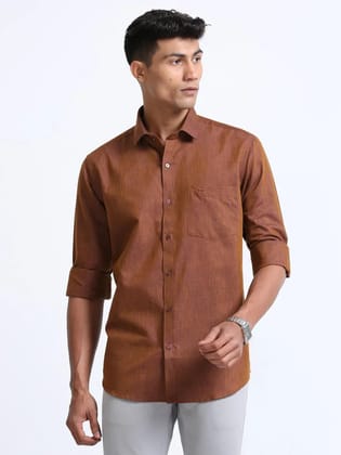 Cotton Linen Brown Colour Shirt Full Sleeve-38
