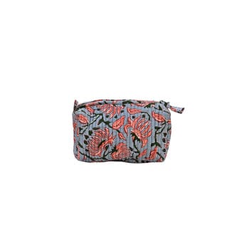 Grey Floral Toiletry  Pouch Small