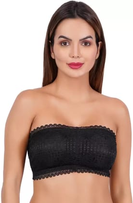 Gracewell Women Bandeau Tube Lightly Padded Bra Black FREE