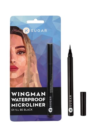 Sugar Cosmetics Wingman Waterproof Microliner - 01 I'll Be Black, 1.6 gm