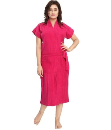 Poorak Pink Free Size Bathrobe ( Pack of 1 )