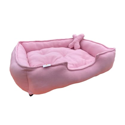 Fluffys Luxurious Reversible Polyester Filled Bed for Dogs and Cats Pink-S