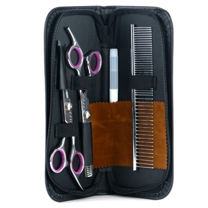 PetVogue Grooming Scissors and Comb Kit for Dogs and Cats-Set of 4