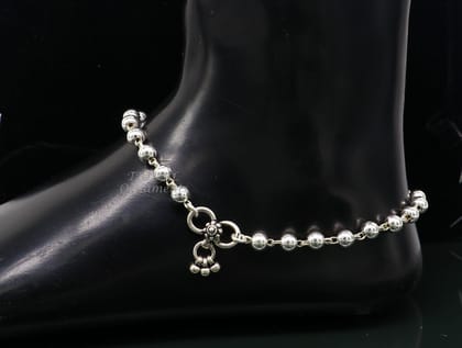 6mm 925 sterling silver beaded/ball chain anklet bracelet amazing light weight delicate anklets gorgeous belly dance silver jewelry ank536-9