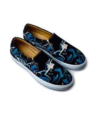 Men Printed Canvas Slip-On Sneakers