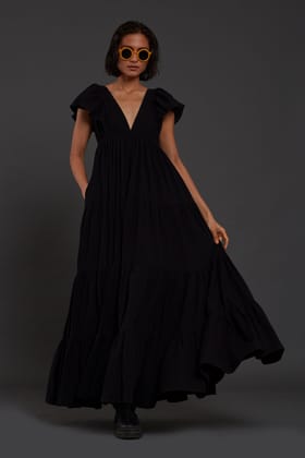 Black Tiered Gown-XS