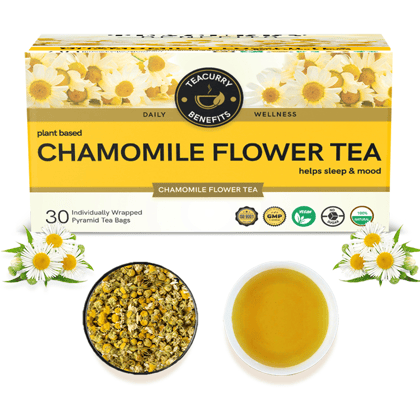 TEACURRY Chamomile Tea (1 Month Pack | 30 Tea Bags) - Helps with Sleep, Sugar Levels and Relaxation