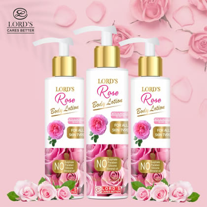 Rose Body Lotion Pack of 3 (600Ml)