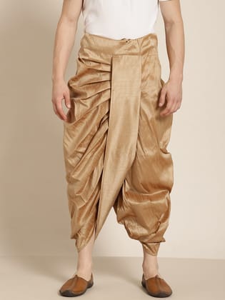 Sojanya (Since 1958), Men's Silk Blend Gold Stitched Dhoti-Onesize / Gold