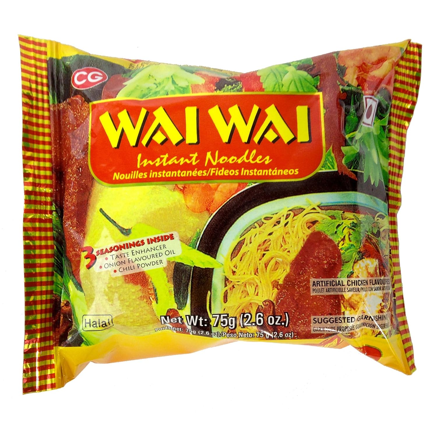 Wai Wai Chicken Noodles, 75 G