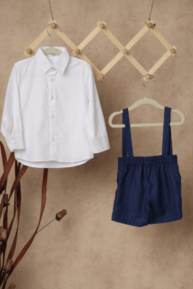 Blue Dungaree Set-0-6 months