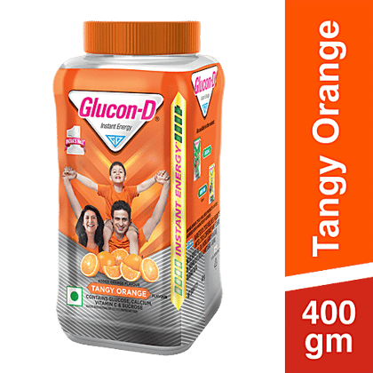 Glucon-D Instant Energy Health Drink - Tangy Orange, 400 g Jar