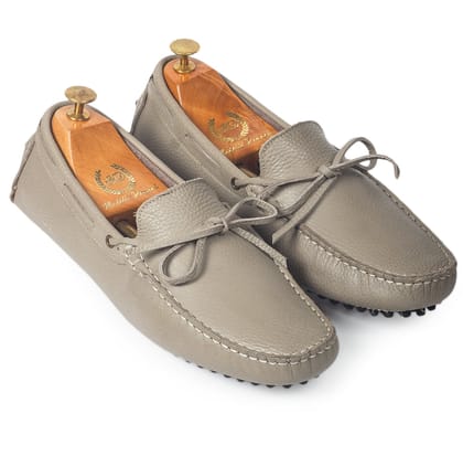 Gommino Leather Loafers (Grey-Beige)-EU 44 / UK 10 / Grey-Beige