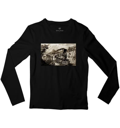 Steam Engine Full Sleeve T-shirt-46 - XXL / Black