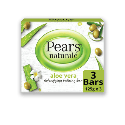 Pears Aloe Vera Detoxifying Soap Bar 125 G (Pack Of 3), 375 gm Pack