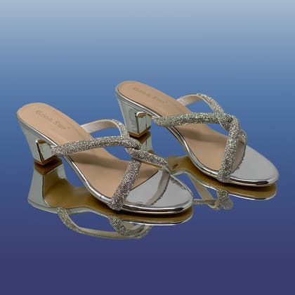 Silver Criss Cross Heels-Silver / 36