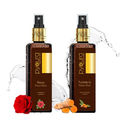 Turmeric + Rose Face Mist Combo, Manage Acne & Pimples while gently soothing and hydrating your skin. 100% pure, stain free and alcohol free-Combo