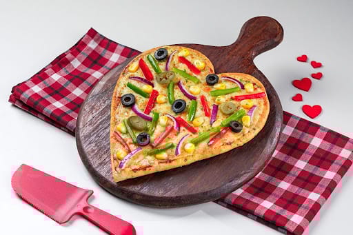 Garden Fresh Veggie Heart Shape Pizza