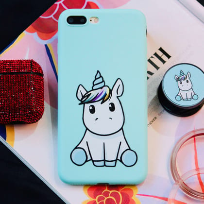 Cute Unicorn Silicone Soft Case (With Unicorn Pop Up Socket Holder Stand)-iPhone 7