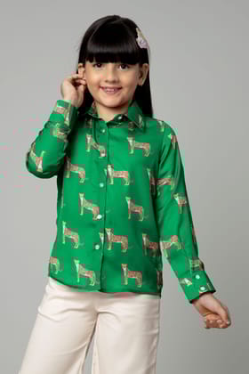 Green Leopard Print Shirt for Girls-1 Year / Forest Green / KSH09,NIL,DPLZ060-65%,1,NILL,NILL,NILL,NILL,THG06,FS01,NILL,BT02,10,NILL,NILL