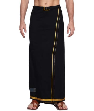 GOWRI TEX Black Cotton Blend Mens Dhoti ( Pack of 1 ) - None