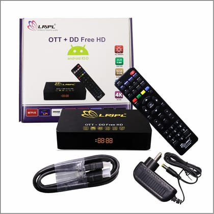 LRIPL 2-in-1 Smart Hybrid TV Box with DD Free Dish HD (OTT+DVB S2) 2GB RAM,32GB ROM Version 10 1000+ Android Apps Support and 100+ Free to Air Channels Support [6 Months Warranty]